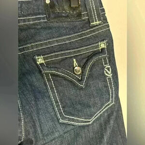 VIGOSS Y2K Style Low Rise Fit/Bootcut Bling/Gem Denim Jeans | Dark Wash | Size 7